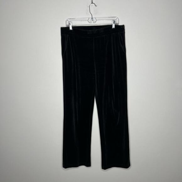 Lauren Ralph Lauren Pants Womens Medium Black Velour Pull On Elastic Waist - Picture 1 of 9